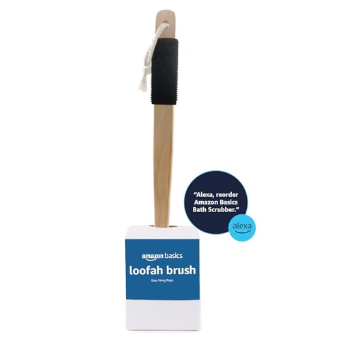 Amazon Basics Loofah Brush, Shower Brush with Handle