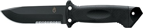 Gerber Gear LMF II Infantry Survival Tactical Knife - Fixed Blade with 4.84" Partially Serrated Blade and Textured Grip - Included MOLLE Sheath - Black
