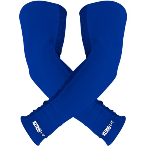 Nxtrnd Air-TEK Arm Sleeves, Breathable Football Arm Sleeves, Compression Arm Sleeves for Men, Sold as a Pair (Medium, Blue)