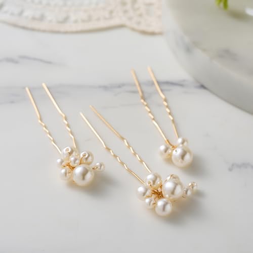 SWEETV 9 Pieces Bride Hair Accessories Pearl Wedding Hair Pins Leaf Bridal Hair Piece Vintage Hair Headpiece Leaf Hair Clips Jewelry for Women Bridesmaids Brides Flower Girls