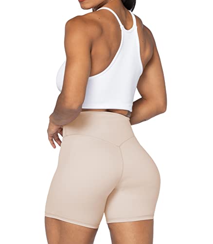 Sunzel No Front Seam High Waist Biker Shorts for Women, Squat Proof Yoga Workout Gym Bike Shorts 5" Greenery Small