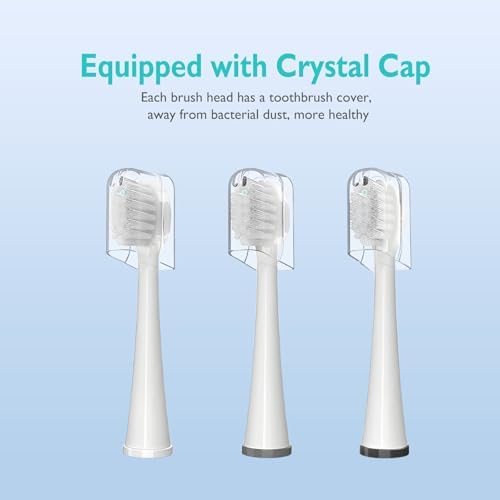 Replacement Brush Heads for Waterpik Sonic Fusion 2.0 - Flossing Toothbrush Head for Water pik with Color-Coded Rings & Hygienic Caps - 3 Pack White Soft Bristles