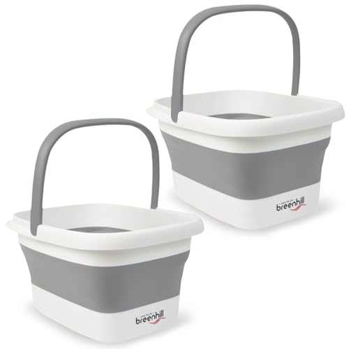 2 Pack Foldable Foot Bath Basin, Collapsible Foot Soak Tub, Multifunction Plastic Basin with Handles,Foot Tub for Soaking Feet,Grey