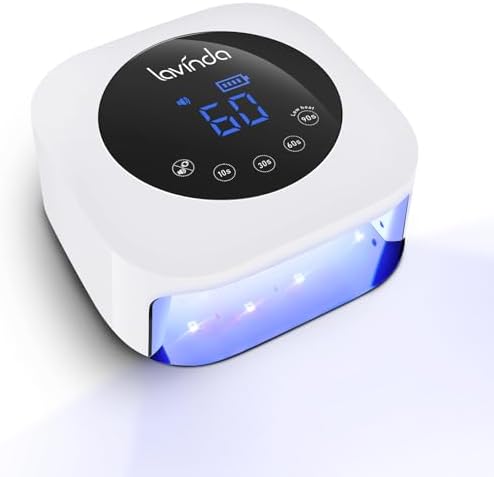 Lavinda UV LED Nail Lamp, Cordless Nail Lamp 54W Rechargeable Nail Dryer Gel Polish Light with Large LCD Display, Professional Gel Curing Lamp with 4 Timer Setting Auto Sensor for Salon and Home