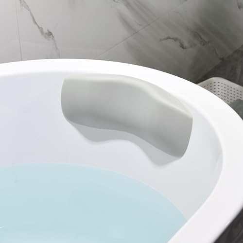 Bath Pillow, Bathtub Pillow with Self Suction, Waterproof Bath Pillows for Tub Head and Neck Support, Relaxing Bath Tub Pillow for Soaking, Spa Accessories Grey