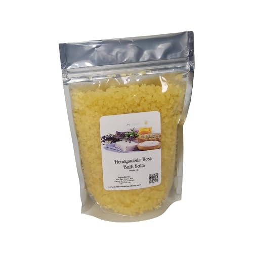 Bath Salts | 1lb Bag (16 oz.) | Honeysuckle Rose Scent | Epsom Salt | Sea Salt | Bathing | Body Care | Beauty | Relaxation | Spa | Pedicure | Manicure