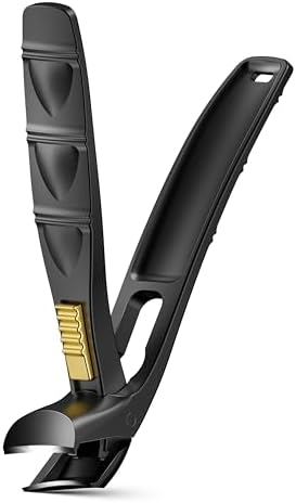 BALUCA Curved Cutting Jaw Toenail Clippers for Seniors for Thick Toenails, Ergonomic Large Toe Nail Clippers for Men, Long Handle Fingernail Clipper Cutter with Catcher - Black