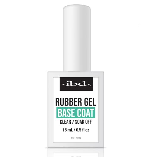 IBD Rubber Base Gel Polish, Base Coat – Clear Soak-Off Rubber Base Builder Gel for Nail Strengthening & Breakage Prevention, 0.5 fl oz