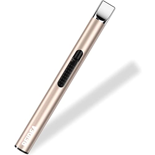 REIDEA Lighter 2 Pack Electronic Candle Lighter Arc Windproof Flameless USB Rechargeable Lighter with Safe Button for Home Kitchen (Champagne and Rose Gold)
