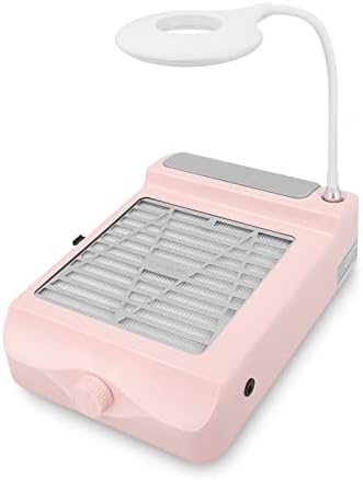 AONOLOVO Nail Dust Collector, Adjustable Suction, Professional Nail Fan Dust Collector with Light Manicure Dust Collector Nail Tech Vacuum Cleaner Machine for Acrylic Nails Removal, Pink