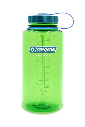Nalgene Sustain Tritan BPA-Free Water Bottle Made with Material Derived from 50% Plastic Waste, 32 OZ, Wide Mouth, Parrott Green