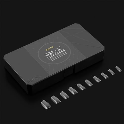 Apres Nail Gel-X Natural Square Medium Box of Tips, 500 Gel-X Tips, Soft Gel Tips, 10 sizes 0-9, No size 00 included