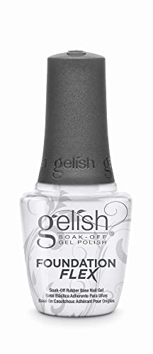 Gelish Foundation Flex – Flexible Base Coat for Nails, Ridge Filling, & Perfect Protection, Soak-Off Rubber Base Gel Nail Kit for Long-Lasting Nail Strength and Flexibility (Clear, 15mL)