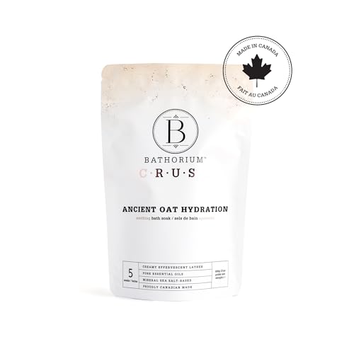 Bathorium Ancient Oat Hydration Crush, Mineral Sea Salt Bath Soak, Skin-Soothing Colloidal Oats, Light Floral Fragrance, pH-Balanced, Approximately 5 Soaks, 21 oz