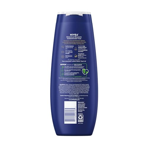 NIVEA Nourishing Botanical Blossom Body Wash with Nourishing Serum, Moisturizing Body Wash for Women, Enriched with Provitamin B5 and Vitamin E, 20 Fl Oz Bottle