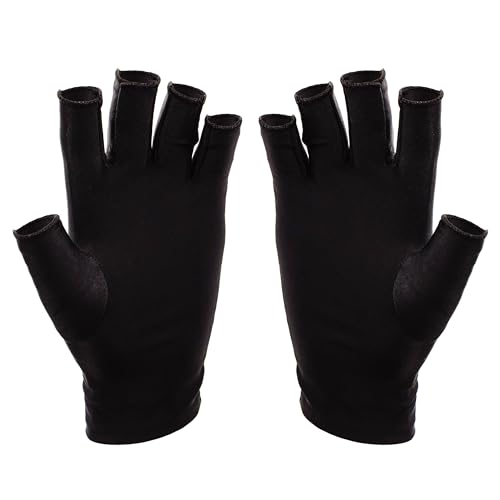 SUNUV LED Gloves for Gel Nails, Professional UPF 50+ Anti UV Gloves for Gel Nail Lamp, Nail Techs Black