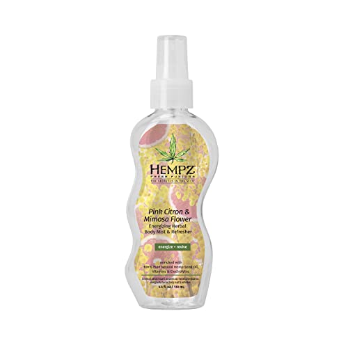 Hempz Fresh Fusions Pink Citron & Mimosa Flower Energizing Herbal Body Mist & Refresher, 4.4 Fl Oz