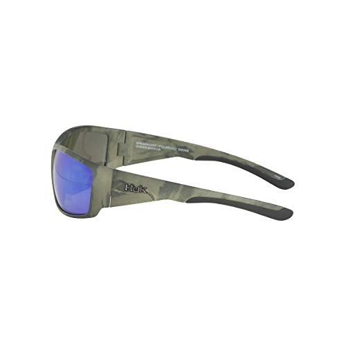 HUK, Polarized Lens Eyewear with Performance Frames, Fishing, Sports & Outdoors Sunglasses Oval, (Spearpoint) Green Mirror/Southern Tier Subphantis, Medium/Large