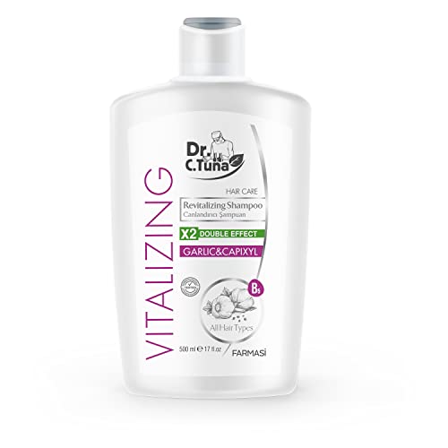 FARMASİ Dr. C. Tuna Vitalizing Garlic Shampoo, Natural Hair Treatment for Hair Growth, Prevents Hair Loss, Stimulates Growth, Relieves Itchy Scalp with Capixyl, and Coconut Oil, 17 fl. oz / 500 ml