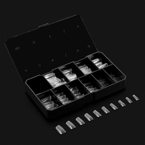 Apres Nail Gel-X Natural Square Medium Box of Tips, 500 Gel-X Tips, Soft Gel Tips, 10 sizes 0-9, No size 00 included