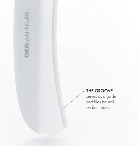 GERMANIKURE Gray Glass Moonfile in Suede Case, Ethically Made in Czech Republic, Easy Guided Nail File