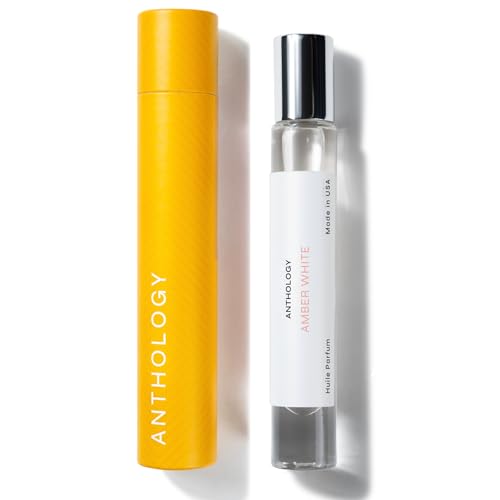Anthology Amber White Roll on Perfume Oil for Women 0.3oz 9 ML | Amber, Vanilla, Sandalwood | Alcohol Free Rollerball | Clean & Cruelty-Free Fragrance