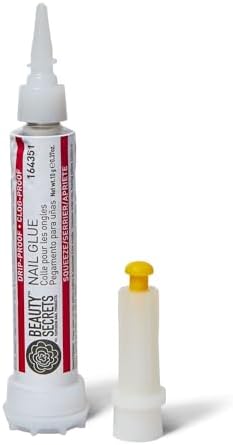 Beauty Secrets Drip & Clog Proof Nail Glue (1 Pack) Bundled with Nail File Black Cushion Medium Coarse 180/100 Grit by Beauty Secrets