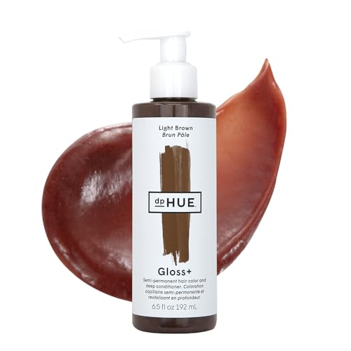 dpHUE Gloss+, Light Brown - 6.5 oz (8-12 Applications) - Semi-Permanent Hair Color & Conditioner - Lasts Up to Eight Washes - Paraben, SLS & SLES Sulfate Free - Vegan, Leaping Bunny Certified