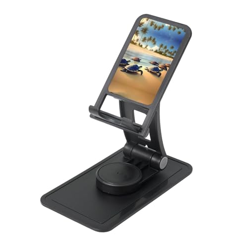 Turtles On The Beach Cell Phone Stand 360° Adjustable Foldable Desktop Phone Holder Cradle Compatible with Most Mobile Phones Black