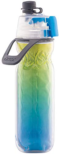 O2COOL Mist 'N Sip Misting Water Bottle 2-in-1 Mist And Sip Function With No Leak Pull Top Spout Sports Water Bottle Reusable Water Bottle - 20 oz (Blue Ombre)