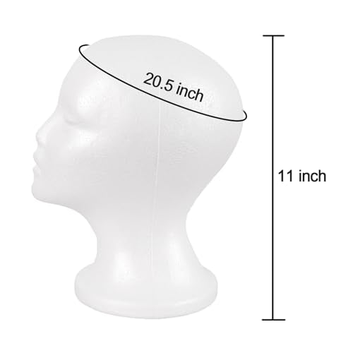 MapofBeauty Wig Stand, Mannequin Head Foam Display for Masks Hats DIY Decoration Wig Head (White)