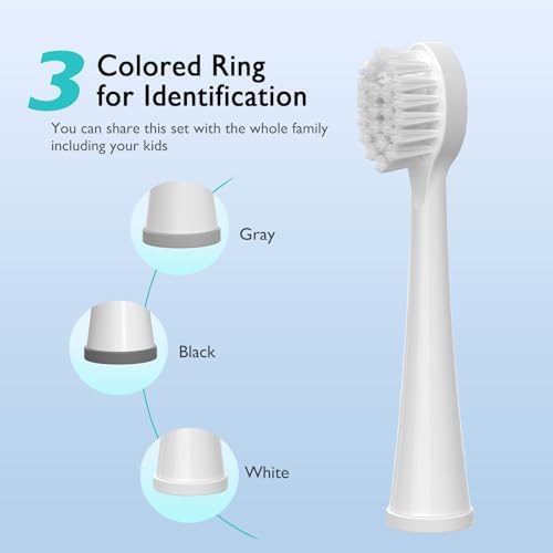 Replacement Brush Heads for Waterpik Sonic Fusion 2.0 - Flossing Toothbrush Head for Water pik with Color-Coded Rings & Hygienic Caps - 3 Pack White Soft Bristles