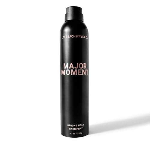 Beachwaver Major Moment Strong Hold Hairspray - Full Size (8.3 Oz) | Extra-Strength Vegan Hairspray For Long-Lasting Styles w/Brushable Finish - Removes Frizz & Locks In Style | Bali Beach Night