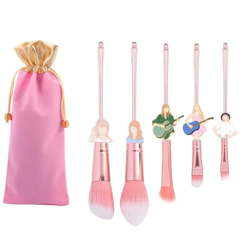 5PCS Popular Siinger Tay lor Theme Makeup Brushes Set Cosmetic Kawaii Gifts for Women Eye Shadow Eyeliner Blending Pencil Lip Foundation Brushes with Excellent Gift Bag