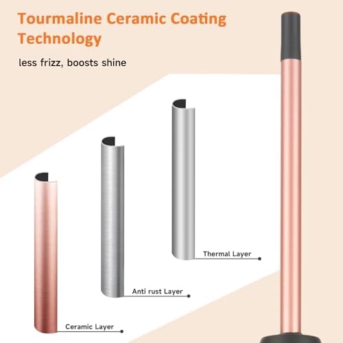 3/8 Inch Curling Wand Iron Small Curling Wand Tight Curls Tourmaline Ceramic Barrel for Short & Long Hair Skinny Wand Curler Styler with Clampless 350°F/410°F Temperature Adjustable