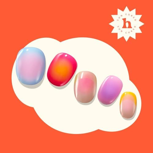 Semi Cured Gel Nail Strips | No LED Lamp Needed | Spring, Marble, Pink | Easy Apply & Remove, Salon Quality | Includes 28 Strips, 1 Prep Pads, Nail File & Wooden Stick - Hey, So Sigma