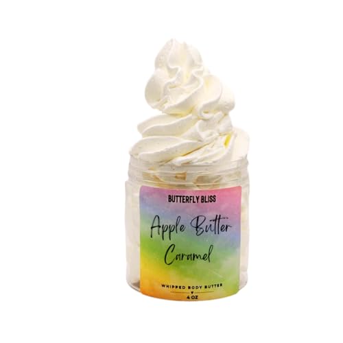 Apple Butter Caramel Whipped Body Butter, natural lotion, organic, 4oz jar, made with shea butter, mango butter, coconut oil, almond oil
