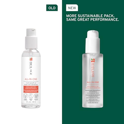 Biolage All-In-One Multi-Benefit Styling Oil - Detangles, Nourishes & Smoothes, For All Hair Types, With Moringa Oil, Vegan