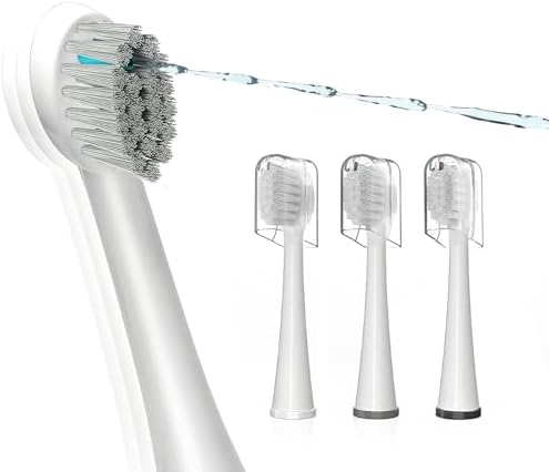 Replacement Brush Heads for Waterpik Sonic Fusion 2.0 - Flossing Toothbrush Head for Water pik with Color-Coded Rings & Hygienic Caps - 3 Pack White Soft Bristles
