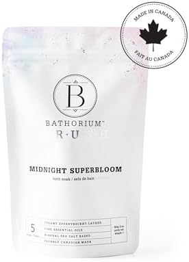 Bathorium Midnight Superbloom Crush, Wildflower Bath Soak, Lavender, Rose, Butterfly Pea Flower, Jasmine, Dead Sea Salt, 21 oz