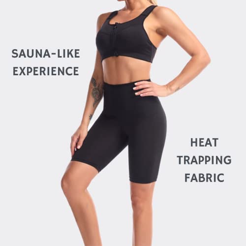NANOHERTZ Sauna Sweat Shapewear High Waisted Shorts Thigh Workout Suit Waist Trainer Weight Loss Lower Body Shaper Sweatsuit Exercise Fitness Gym Women
