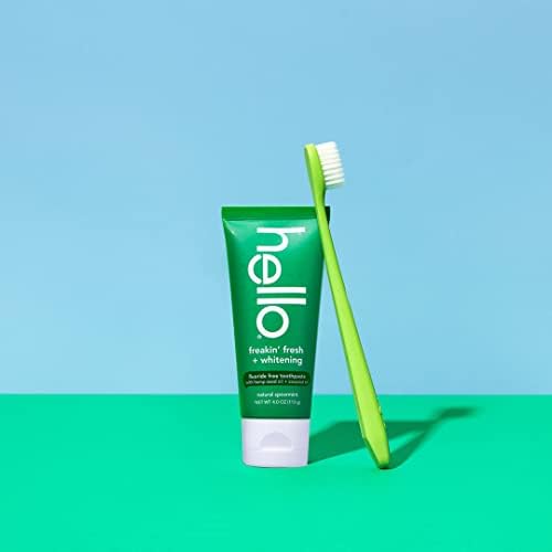 hello Blue & Green Soft Toothbrush, BPA-Free, Made from Plant-Based Materials, 2 Count (Pack of 2)