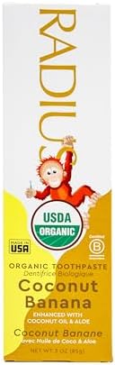 Radius USDA Kids Organic Toothpaste, Coconut Banana, 3 Oz (Pack of 1)