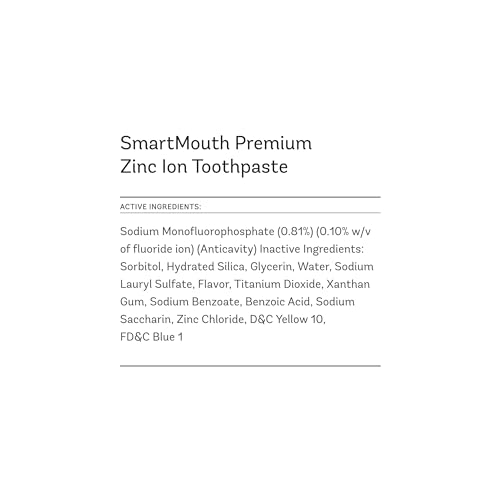 SmartMouth Premium Zinc Ion Toothpaste - Whitening - with Fluoride - Refreshing, Anti-Cavity Toothpaste for Adults - Strengthens Enamel - Mild Mint Flavor, 6 oz (2 Pack)