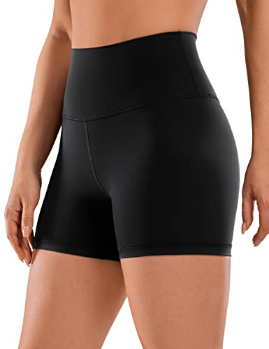CRZ YOGA Women's Naked Feeling Biker Shorts - 8 Inches High Waisted Yoga Workout Gym Running Shorts Spandex Taupe Medium