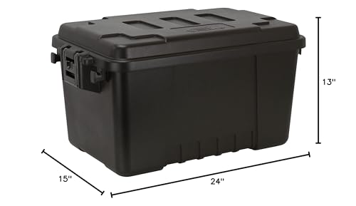 Plano Sportsman Trunk, Black, Small, Lockable Storage Box, Airline Approved Sportsman Trunk, Hunting Gear and Ammunition Bin, Heavy-Duty Containers for Camping, 56-Quart