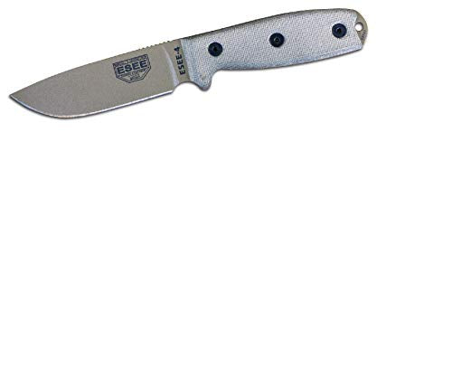 ESEE 4P Survival Knife – Field Tested Fixed Blade Knife with Molded Polymer Sheath & Clip Plate, Full Tang, Plain Edge – Durable Fixed Blade Knife with Sheath for Survival