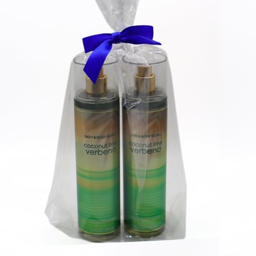Bath & Body Works COCONUT LIME VERBENA Fine Fragrance Mist 8 fl oz Gift Set with a Blue Bow for Holidays 8 fl oz – Pack of 2