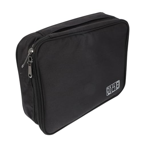 HEMOTON Multipurpose Electronic Products Storage Bag with Three Layers, Earphone and Data Cable Organizer Pouch Travel Carry Case, Black