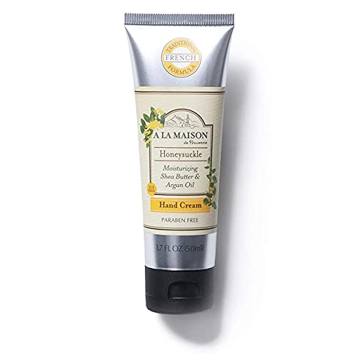 A LA MAISON Moisturizing Cream, Honeysuckle - Uses: Hand, Argan Oil, Pure Shea Butter, Essential Oils, Plant Based, Cruelty-Free, SLS and Paraben Free (1.7 Oz, 1 Pack)